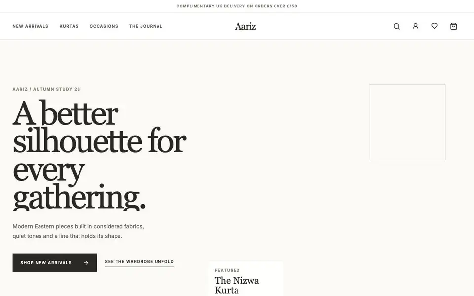 Aariz Menswear website preview