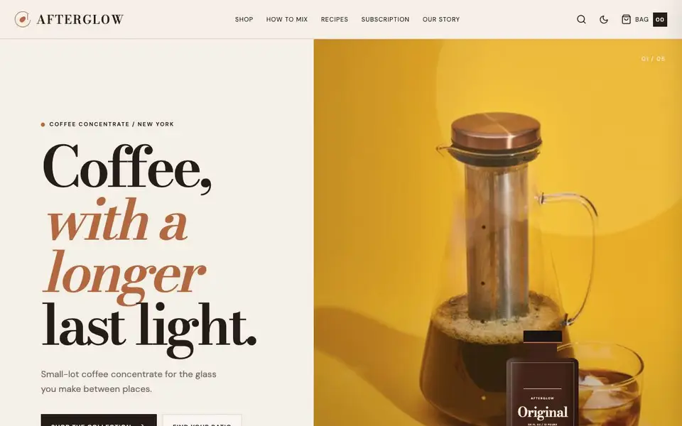 Afterglow Coffee — Luxury Coffee Concentrate Storefront website preview
