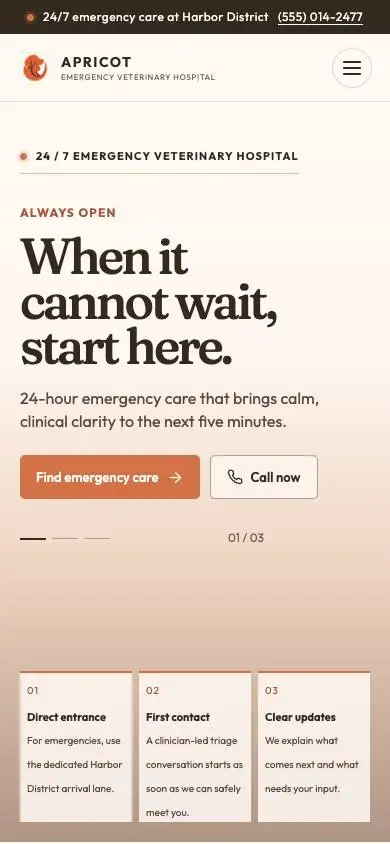 Apricot Veterinary Emergency Hospital mobile website preview