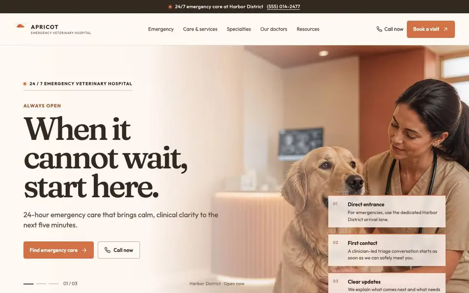 Apricot Veterinary Emergency Hospital website preview