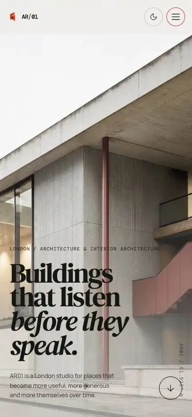 Ar01 Architecture Studio mobile website preview