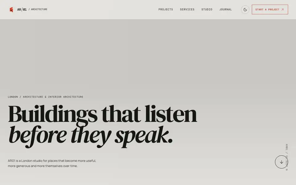 Ar01 Architecture Studio website screenshot