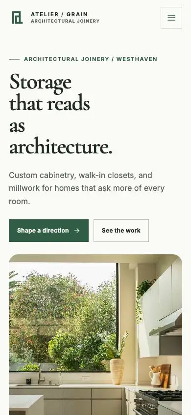 Atelier Grain — Architectural Joinery House mobile website preview