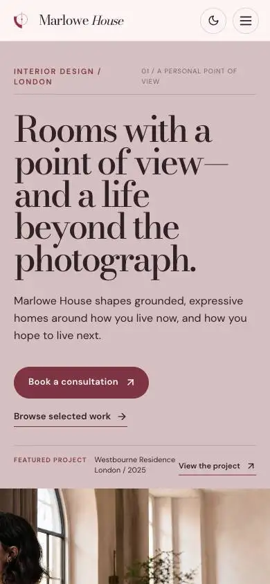 Marlowe House — Luxury Interior Design Studio mobile website preview