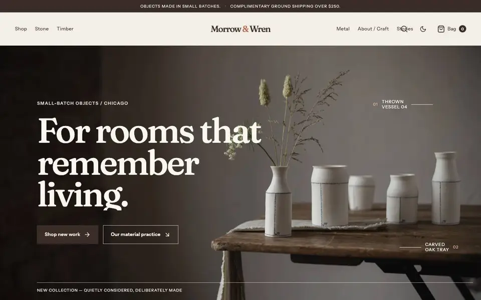Artisan Home Objects website screenshot