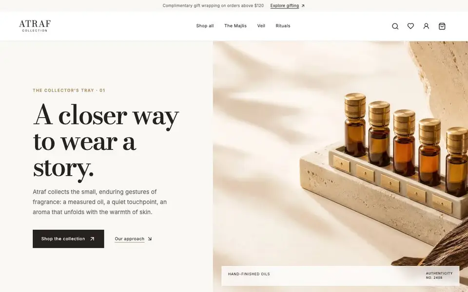 Atraf Collection website screenshot