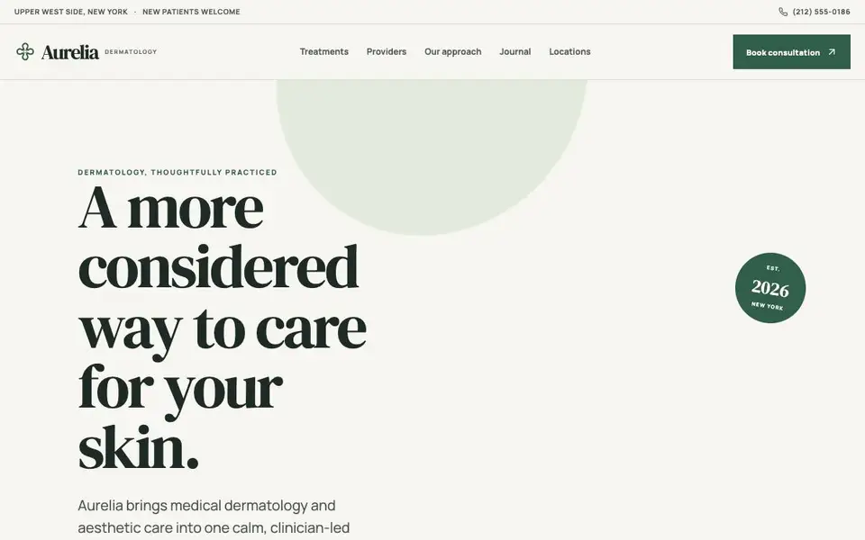 Aurelia Dermatology & Skin Clinic website preview
