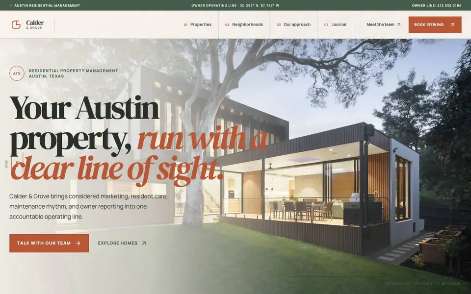 Calder & Grove — Austin Property Management website preview
