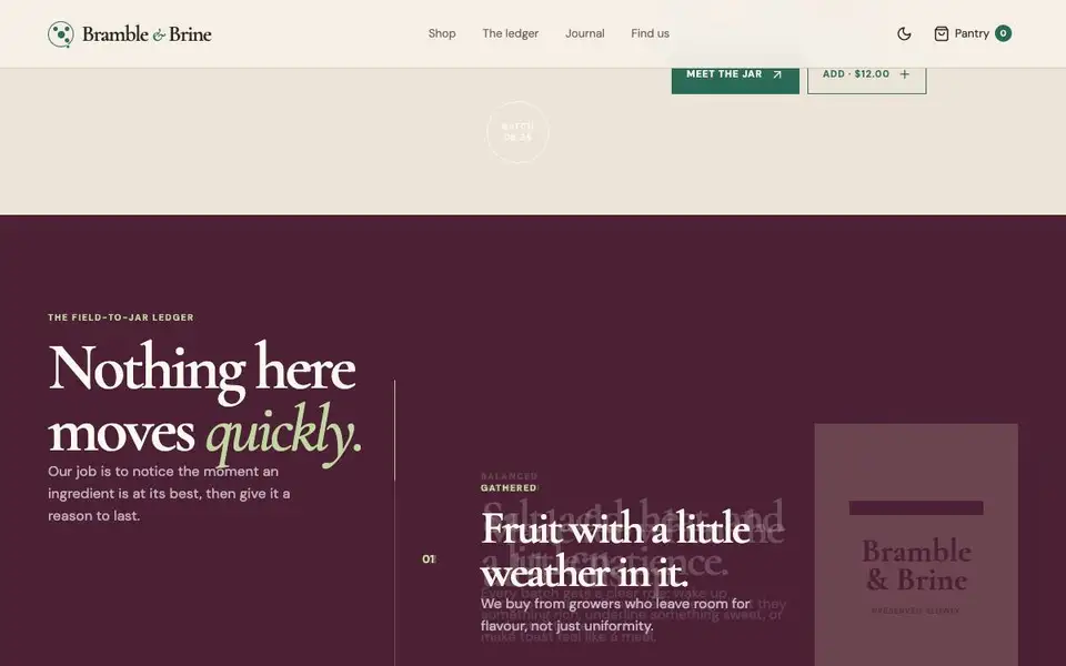 Bramble & Brine — Small-Batch Pantry, Made Slowly interior page and content preview