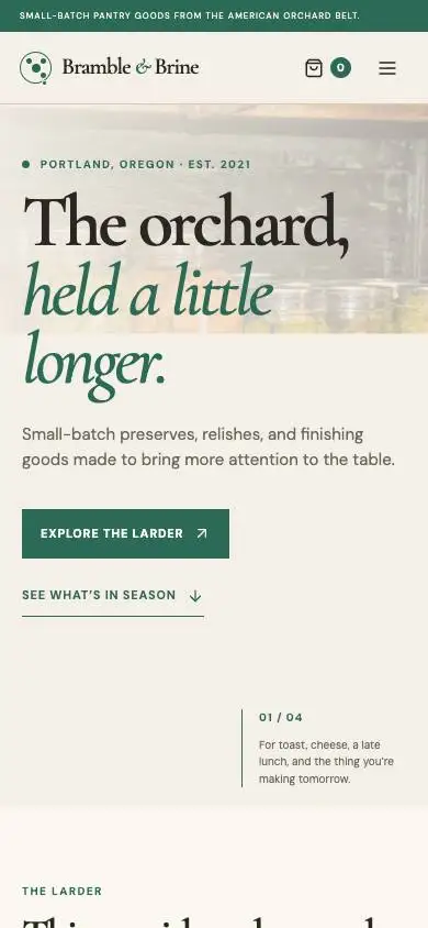 Bramble & Brine — Small-Batch Pantry, Made Slowly mobile website preview