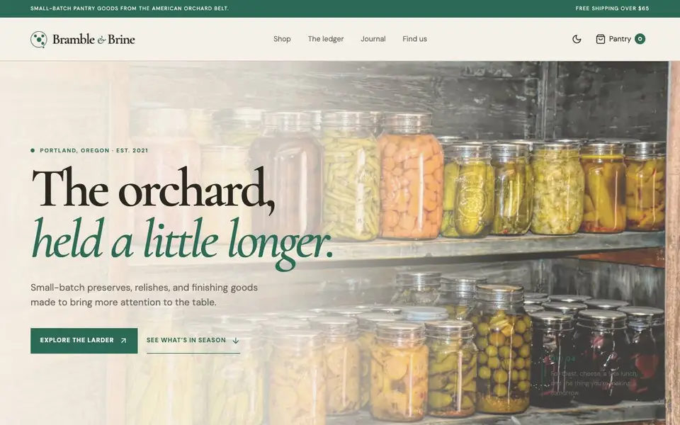 Bramble & Brine — Small-Batch Pantry, Made Slowly website screenshot