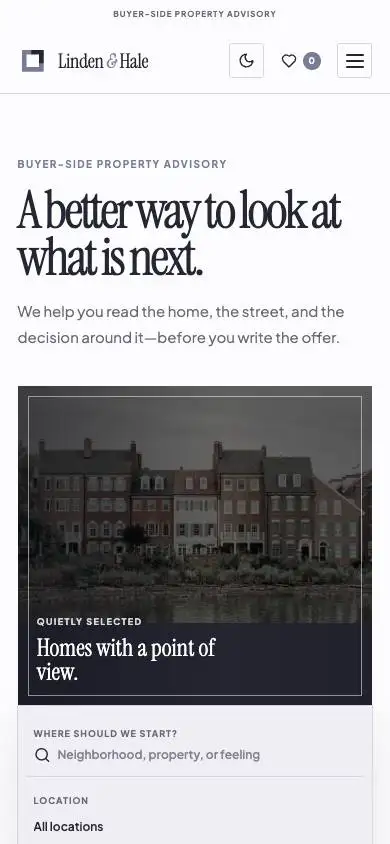 Linden & Hale — Buyer-Focused Agency mobile website preview