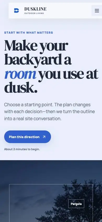 Duskline Outdoor Living mobile website preview