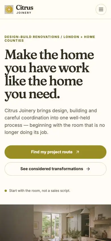 Citrus Joinery — Design-Build Renovations mobile website preview