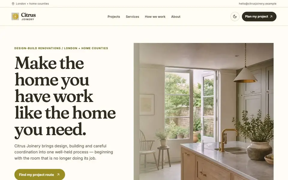 Citrus Joinery — Design-Build Renovations website screenshot