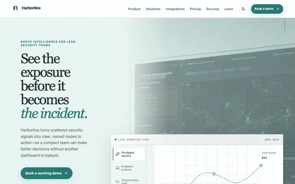 Harborline Cybersecurity Platform website screenshot
