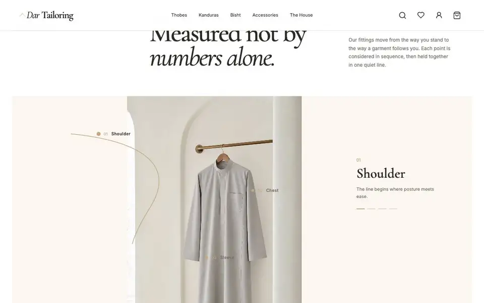 Dar Tailoring interior page and content preview