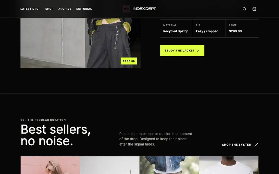 Ec D13 Streetwear Drop Store interior page and content preview