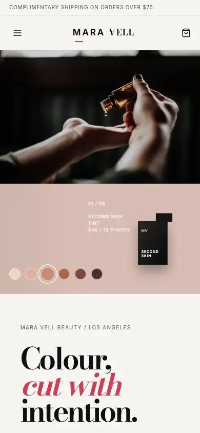Editorial Makeup House mobile website preview