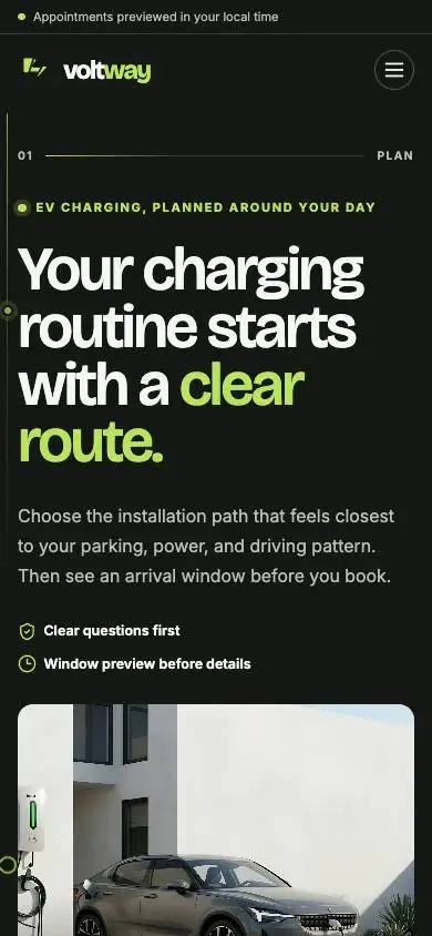 Voltway EV Charging mobile website preview