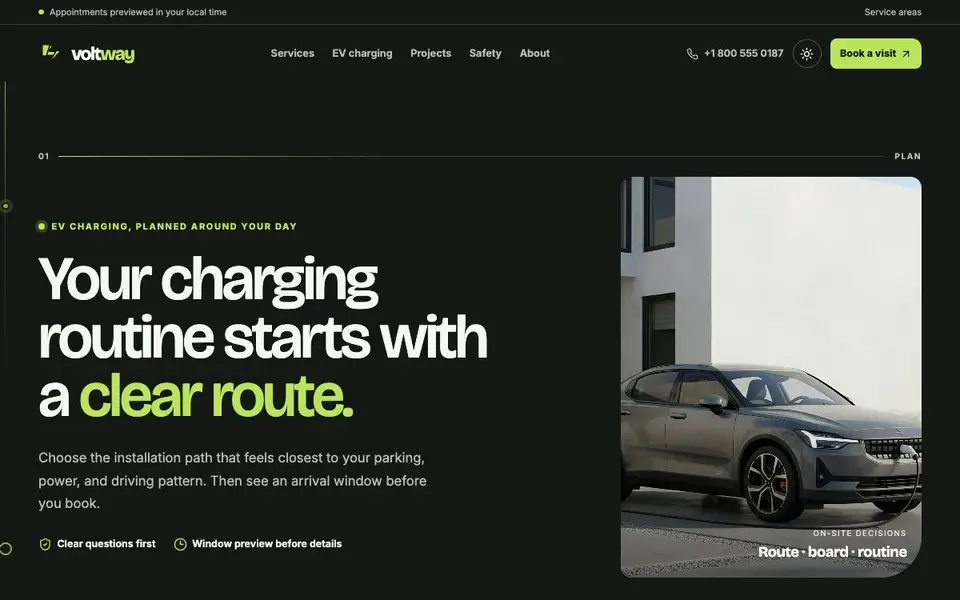 Voltway EV Charging website screenshot
