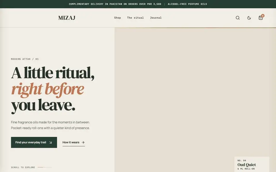 Everyday Roll On Attar website screenshot