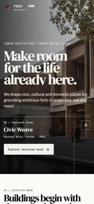 Field & Form Architects mobile website preview