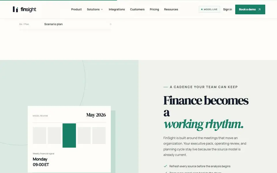 FinSight — Fintech Analytics Platform interior page and content preview