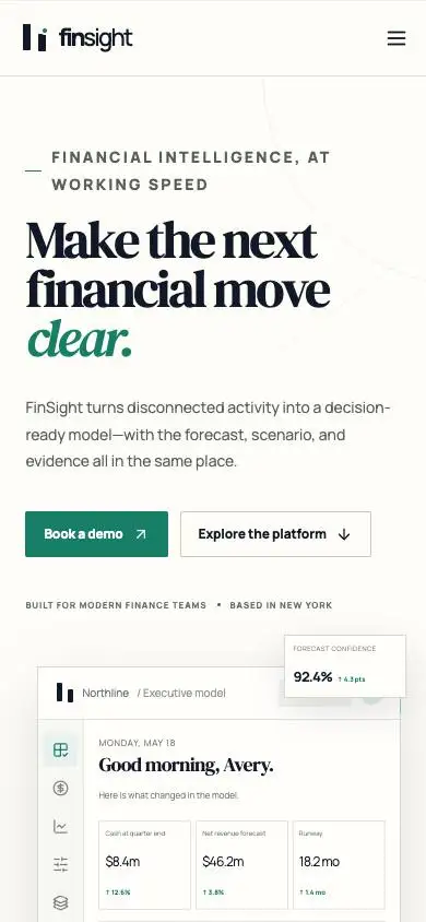 FinSight — Fintech Analytics Platform mobile website preview