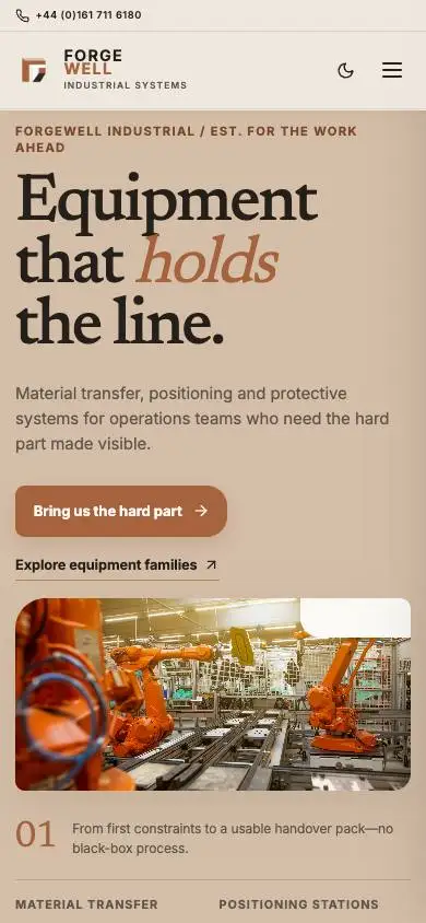Forgewell Industrial mobile website preview