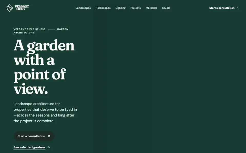 Verdant Field Studio — Garden Architecture website screenshot