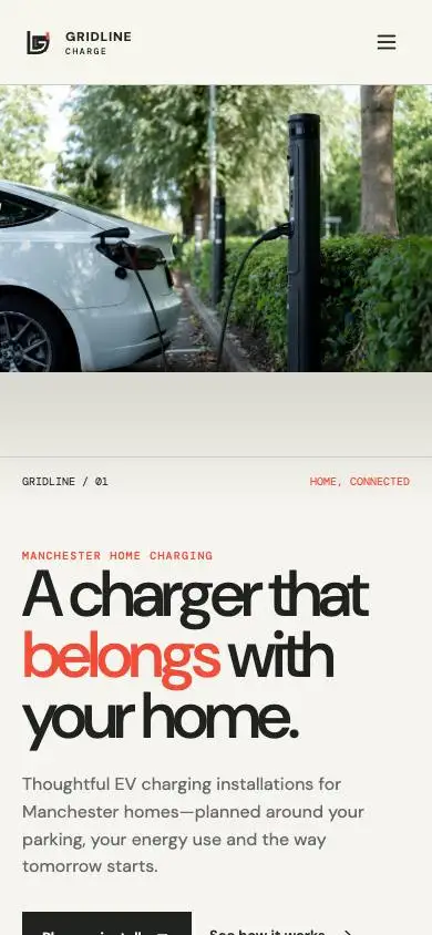 Gridline Charge mobile website preview
