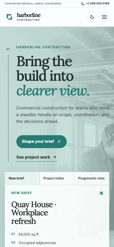 Harborline Contracting — Commercial General Contractor Website mobile website preview