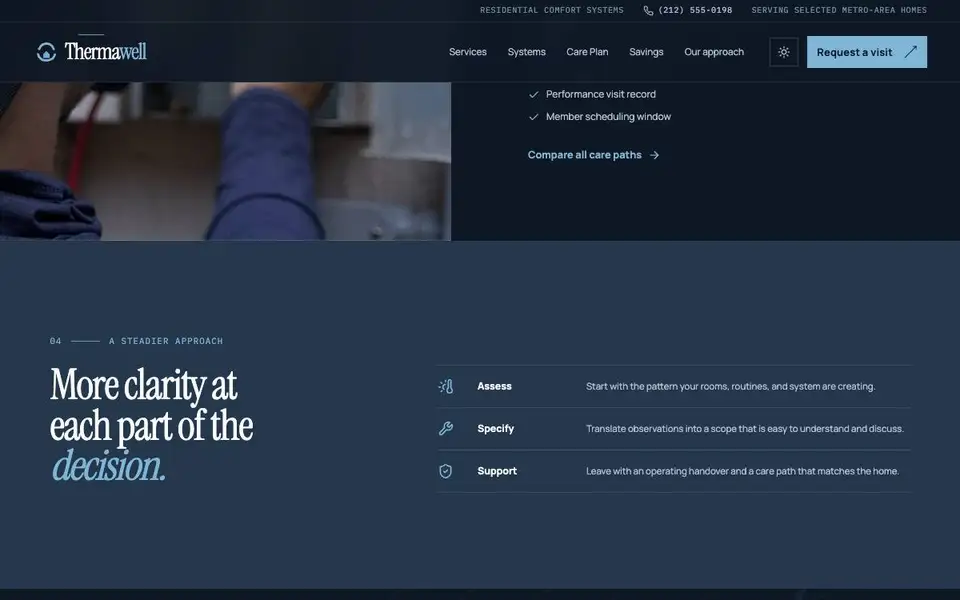 Thermawell Heat Pump Specialists interior page and content preview