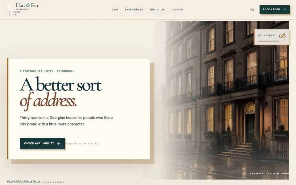 Hf01 Boutique Hotel website screenshot