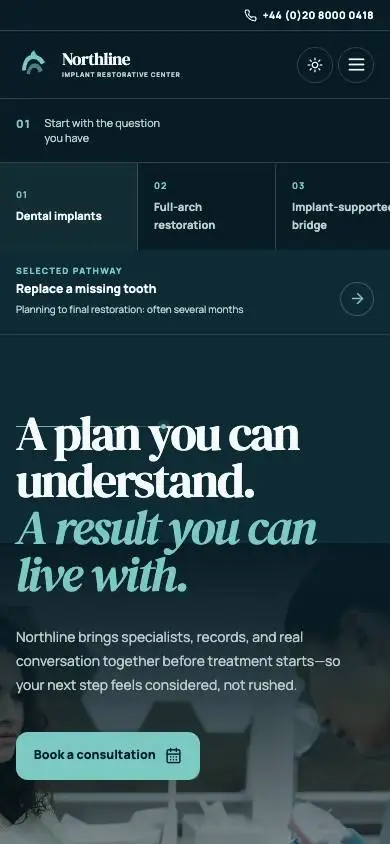 Northline Implant Restorative Center mobile website preview