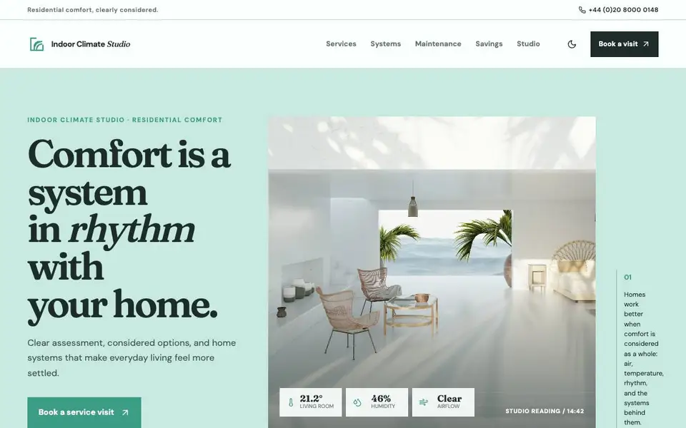 Indoor Climate Studio website screenshot