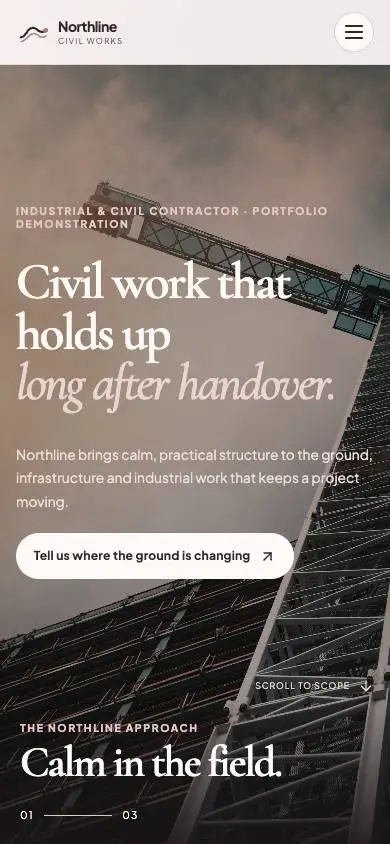 Northline Civil Works mobile website preview