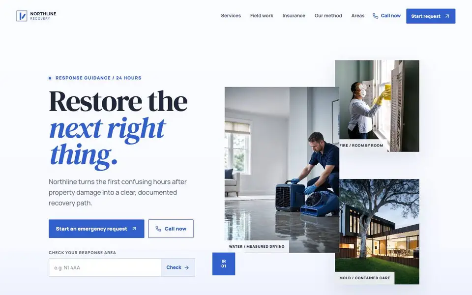 Northline Recovery — Insurance-Ready Restoration website screenshot