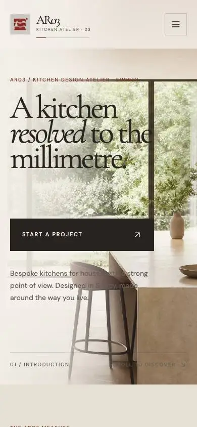 AR03 Kitchen Design Atelier mobile website preview