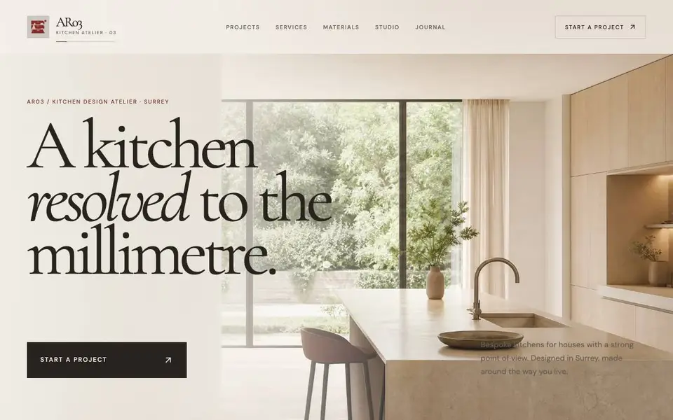 AR03 Kitchen Design Atelier website preview