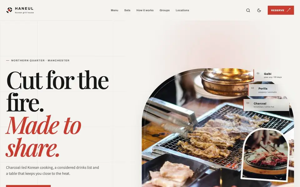 Korean Grill House website screenshot