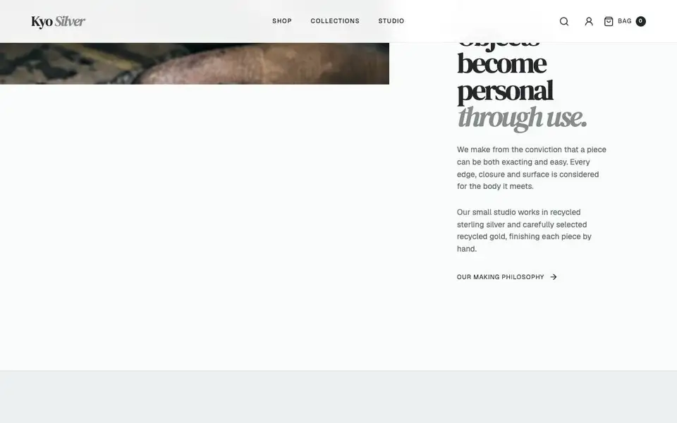 Kyo Silver interior page and content preview