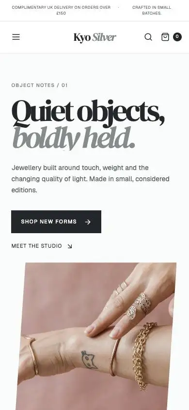 Kyo Silver mobile website preview