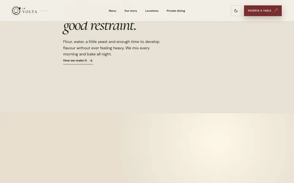La Volta — Luxury Italian Pizza Restaurant interior page and content preview