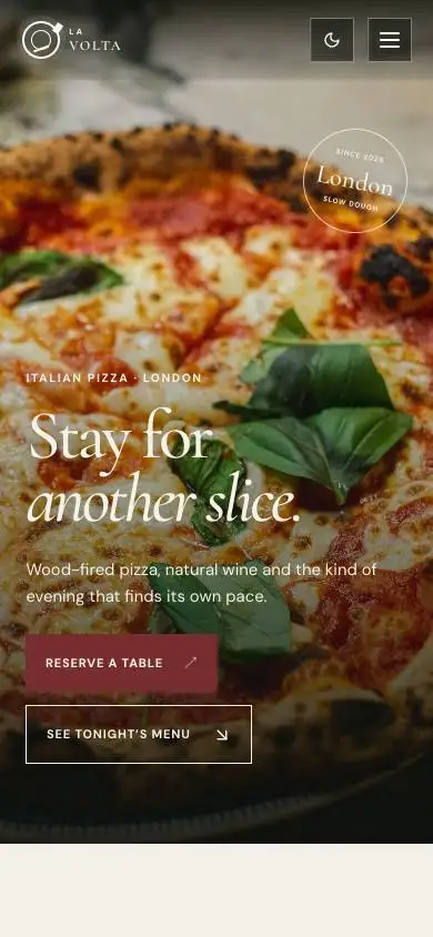La Volta — Luxury Italian Pizza Restaurant mobile website preview