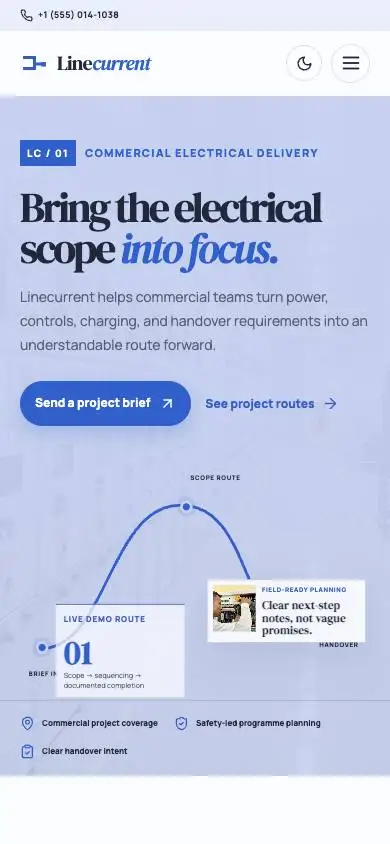 Linecurrent — Commercial Electrical Systems mobile website preview