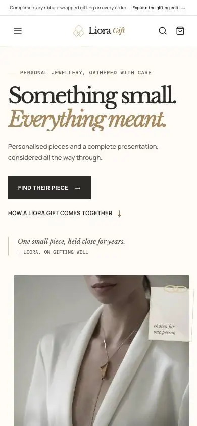 Liora Gift mobile website preview