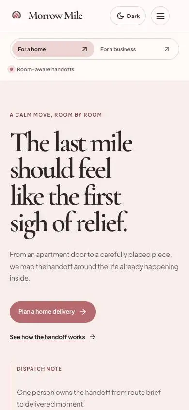 Morrow Mile — Last-Mile Delivery Website mobile website preview