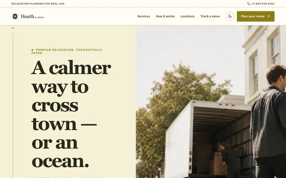 Hearth & Haul — Premium Moving Company Experience website screenshot
